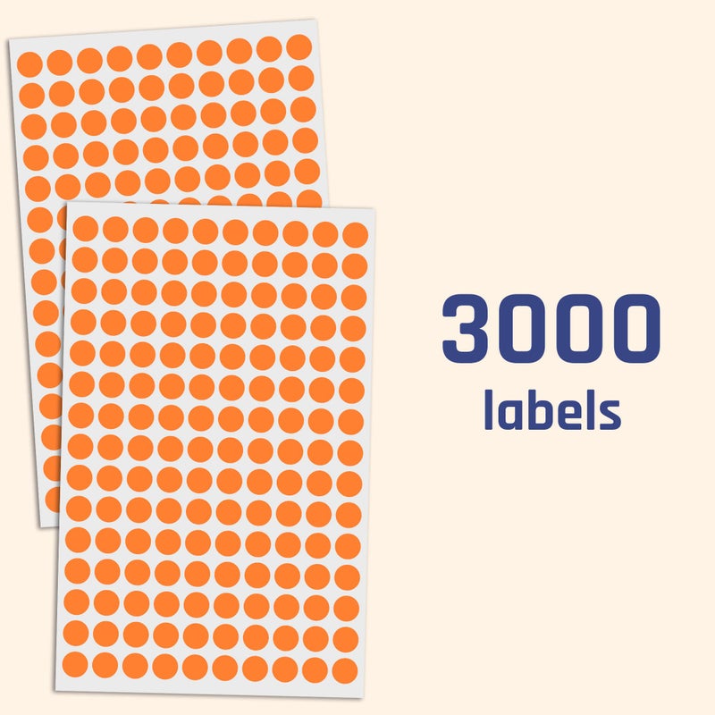TownStix 3000 Pack, 0.375" Round Dot Stickers Circle Labels - Orange - Image 4